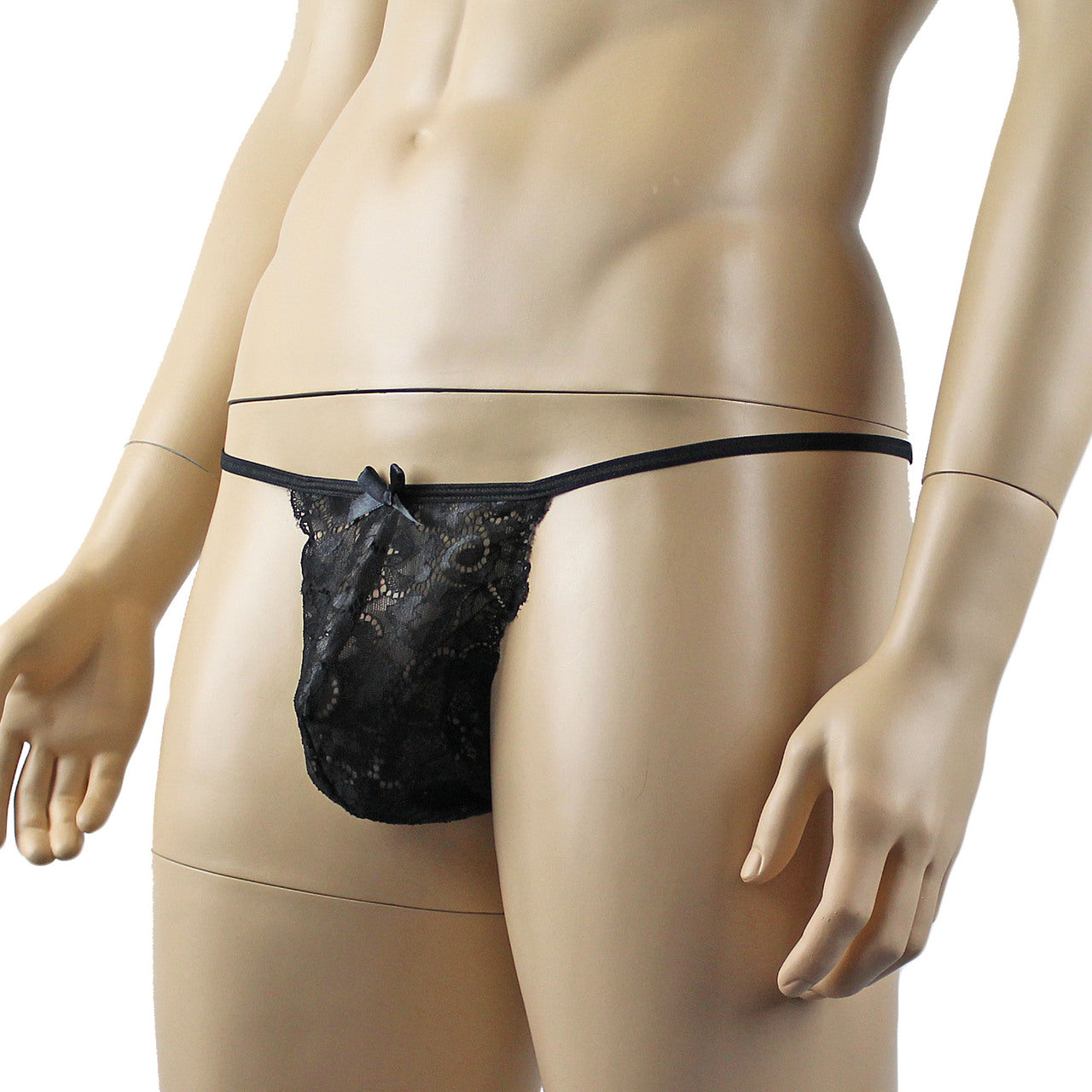 Mens Shiny Lace Pouch G string (black plus other colours)