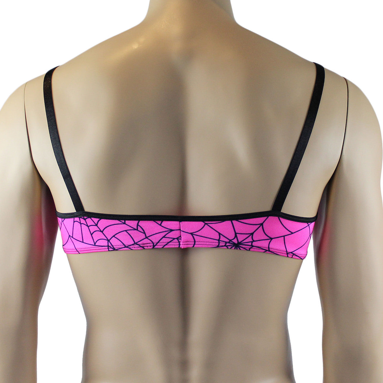 Mens Spider Web Bra Top Mini Thong Pink